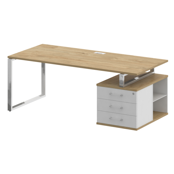 Стол руководителя с опорной тумбой, правый